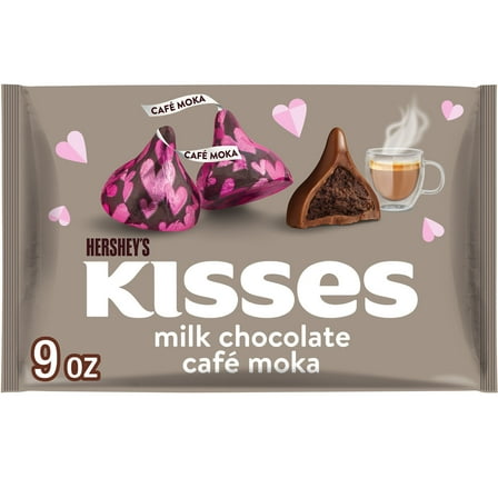 HERSHEY'S KISSES Cafe Moka Flavored, Valentine's Candy Bag, 9 oz