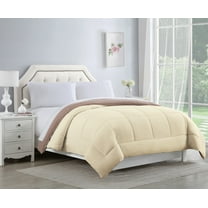 Bibb Home 2-Tone Reversible Down Alternative Comforter - 4 Colors - Ivory/Taupe - King