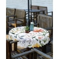 thumbnail image 2 of Fsddascl Colored Flower Outdoor Tablecloth - 60 Inch Round Dining Table Cover, Green Leaf Aesthetics Pastel Spring Plant Waterproof Outdoor Table Cloth with Umbrella Hole & Zipper for Picnic/Patio, 2 of 7