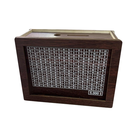 Cash Vault Wooden Savings Box, 2026 Retro Money Storage, Cash Vault Piggy Bank Savings Goals Smash Box Saver, for Adults, Great Gift for Home or Office, Diy Assembly(5000 Dollar)