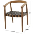 thumbnail image 3 of DecMode Contemporary Accent Chair with Polished Brown Teak Wood and Black Leather Woven Seat, 22"W x 30"H, 3 of 7