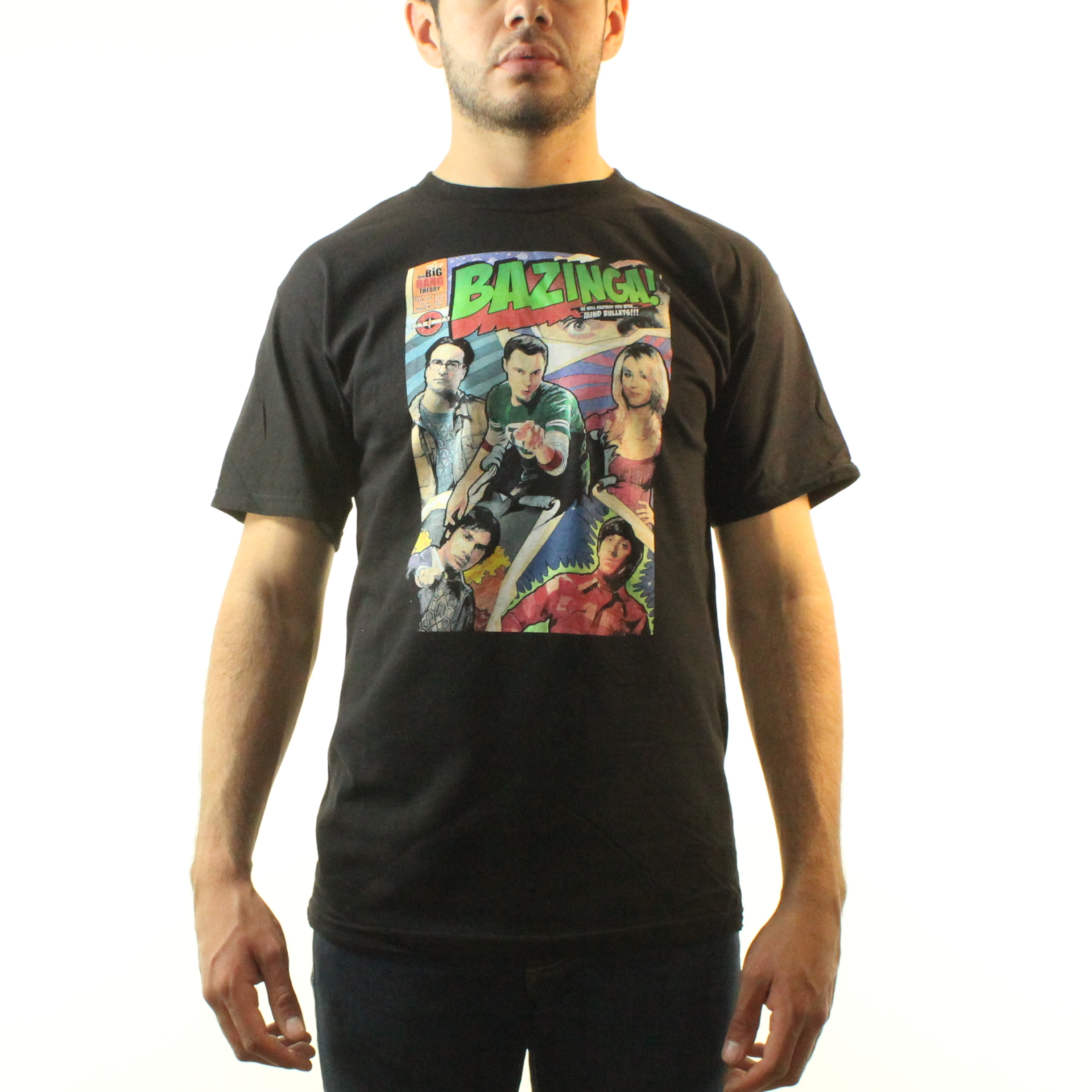 The Big Bang Theory T Shirt Bazinga Comic Book Cover Official Mens New Black