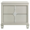 thumbnail image 2 of Ory Nightstand w 2 Drawers, Chrome Star Handle, Pearl Ivory Wood, 2 of 6