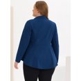 thumbnail image 4 of Blazer de talgrande pamujer con solacon muescas, dobladillo con volantes y péplum, paNavidad azul real 5X, 4 of 5
