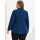 thumbnail image 4 of Blazer de talgrande pamujer con solacon muescas, dobladillo con volantes y péplum, paNavidad azul real 5X, 4 of 5