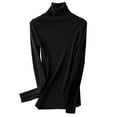 thumbnail image 3 of Women Summer Tops Women Lightweight Knit Vest Stretchy Turtleneck Tops Women's Athletic Shirts Back V Neck Shirt S Shirt Long Sleeve under Scrub plus Long Sleeve Base Layer Top Tunic Black S, 3 of 3
