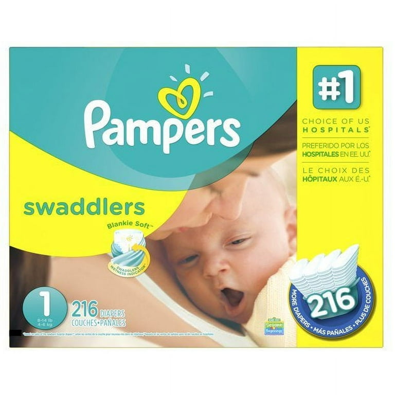 Pampers Swaddlers Diapers, Size 1, 216 Count - Walmart.com