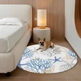 thumbnail image 2 of Summer Blue Coral Round Area Rug 5Ft Washable Circle Rugs for Living Room Bedroom, Coastal Starfish Ocean Nautical Non-Slip Carpet Floor Mats Indoor Outdoor Carpet Runner Aesthetic Home Decor, 2 of 8