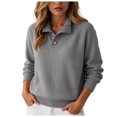 thumbnail image 4 of vigerkar Sweaters Women Polo Collared Knit Long Sleeve Pullover | Soft Lightweight Cozy Feel, Winter Dressy (Dark Gray, L), 4 of 7