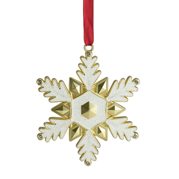 Northlight Brass-Plated Snowflake Christmas Ornament with European Crystals - 3.5" - White
