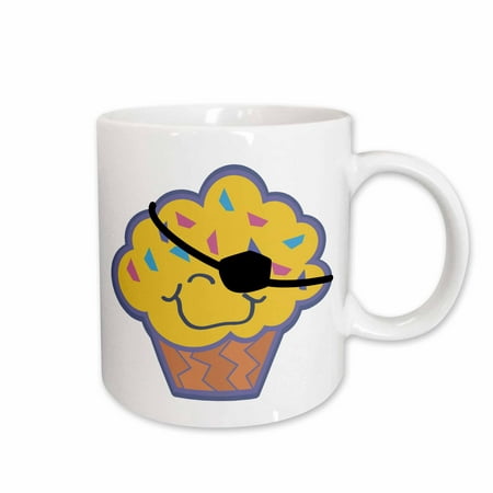

3dRose Happy Cupcake Pirate Cute Cuppycake Cartoon Character Ceramic Mug 15-ounce