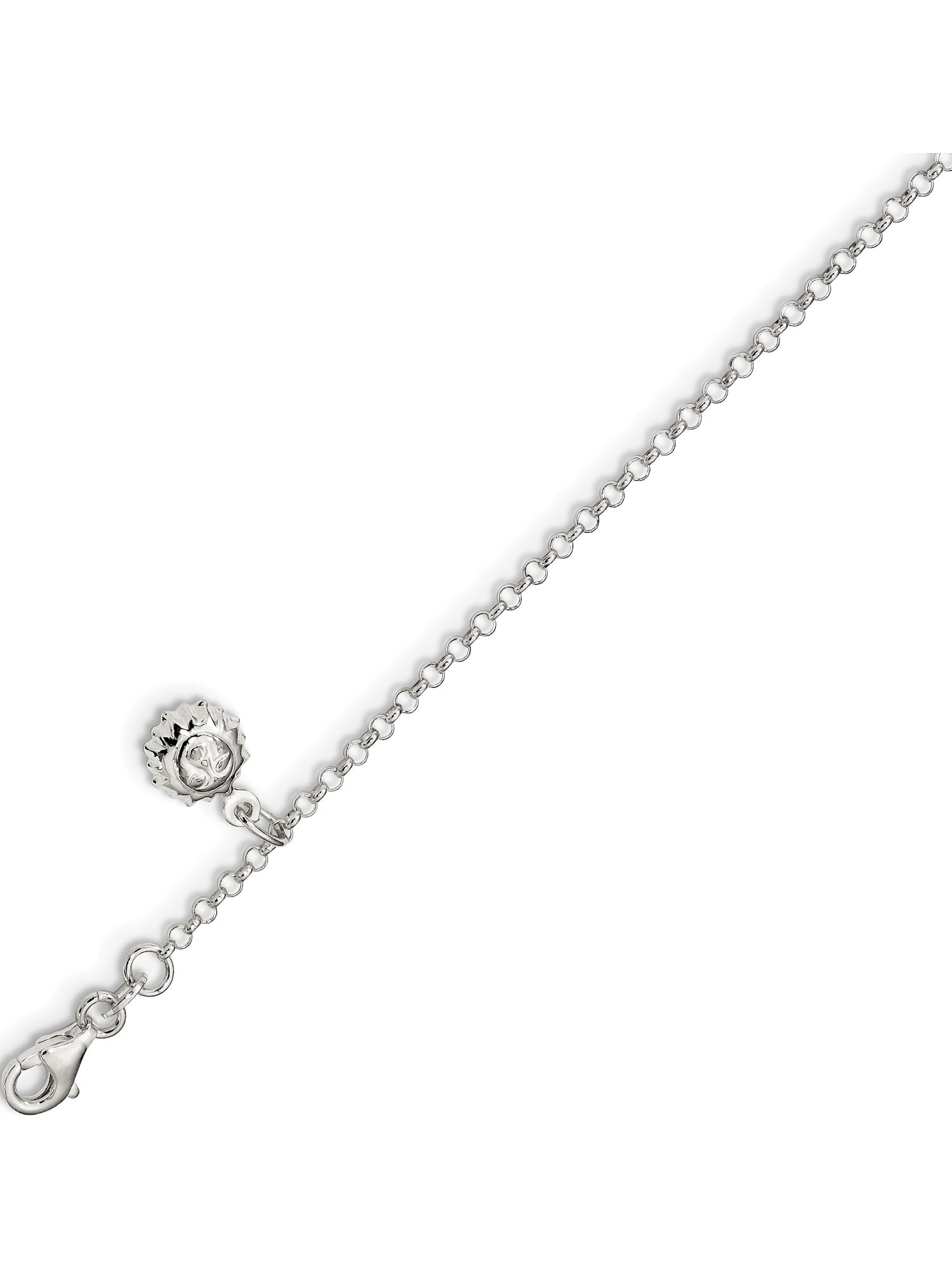 Anklet 925 Sterling Silver Polished With Cubic Zirconia W//1 Inch Ext 9 Inch