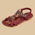 thumbnail image 4 of Xucatan Women's Beaded Bohemian Sandals, Woven Strap Flat Slides with Rhinestone Pendant, Open Toe Ethnic Beach Shoes, Versatile Summer Footwear Gift, 4 of 6