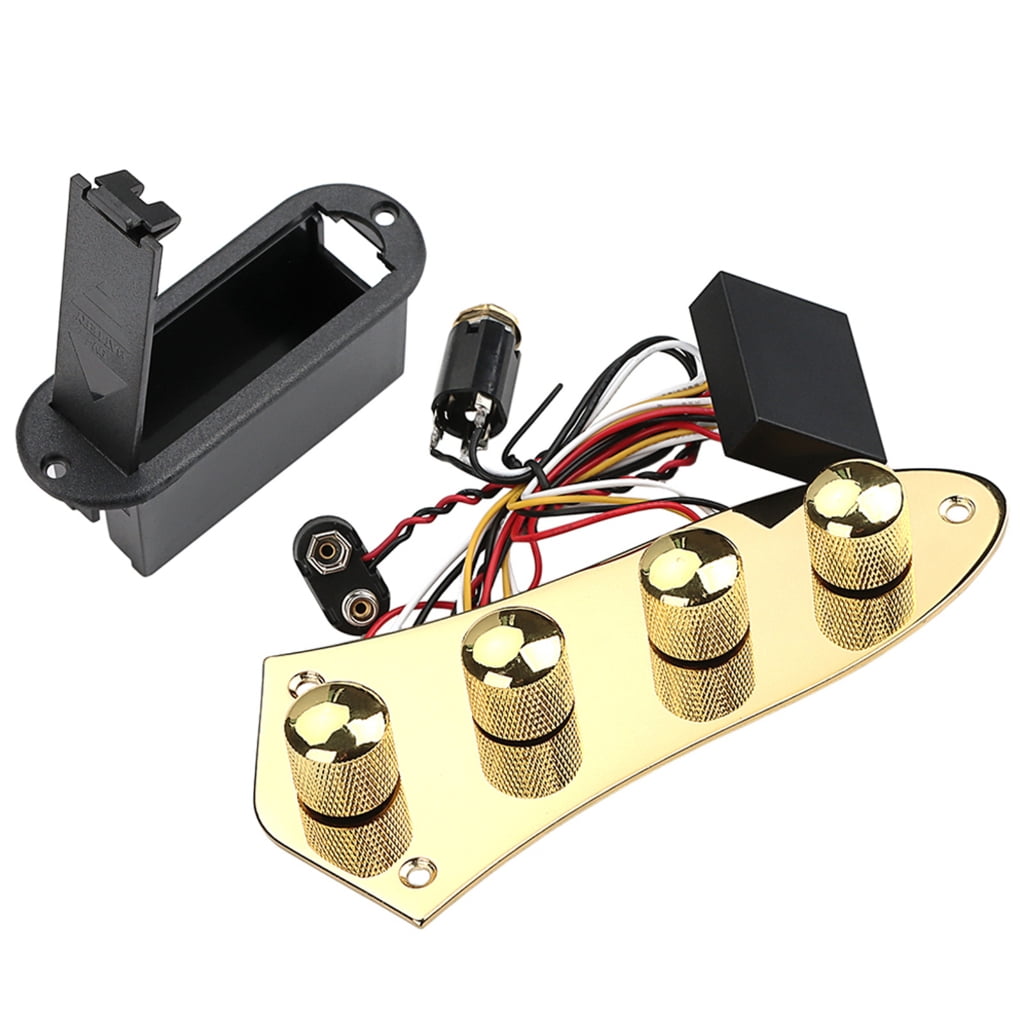JZROCKER Guitar Control Plate Mounting Plate Prewired 4 Way Loaded Switches Wiring Harness Knobs with Mounting Screws Ferrules