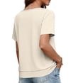 thumbnail image 4 of MaFYtyTPR Womens Summer Printed Tops Fashion Short Sleeve Square Neck Loose Casual Blouse for Women A-Khaki M, 4 of 5