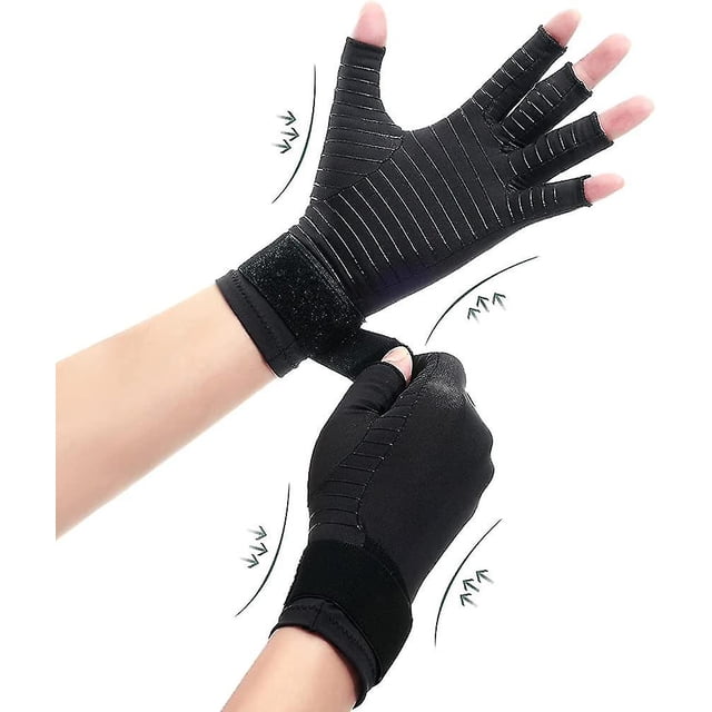 Copper Compression Arthritis Gloves With Strap, Best Copper Infused Glove For Gift