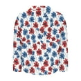 thumbnail image 4 of 4Th of July Women's Linen Independence Day American Flag Floral Print Shirt Casual Button Down Short Sleeve Blouse, 4 of 4