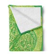 thumbnail image 2 of Irish Soft Flannel Fleece Blanket, Traditional Heart Motifs in Green Tones Monochrome Illustration Swirls, Cozy Plush for Indoor and Outdoor Use, 70" x 90", Green Pale Avocado Green, by Ambesonne, 2 of 5