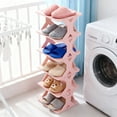 thumbnail image 4 of AuroraX Freestanding Shoe Rack Vertical 5 Pairs for Bedroom Closet,5 Tiers Shoe Storage,Front Door Shoe Organizer Pink Sturdy Easy-Install for Narrow Space, 4 of 6