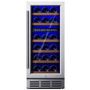 Simzlife 15" Wine Cooler, 30 Bottles Dual Zone Wine Refrigerator with Digital Temperature Control, Low Noise, Double-Layer Glass Door.
