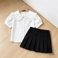 thumbnail image 5 of SHTXOZHI Button Down Tops for Girls Ruffle Lace Trim Short Sleeve Blouses Cute Birthday Party Dressy Casual Shirts, 5 of 9