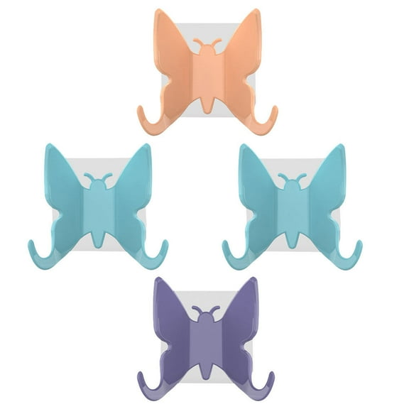 Worgeous Decorative Shaped Bathroom Hooks with Suction Cups for Walls Tiles Stainless Steel Assorted Color 4pcs