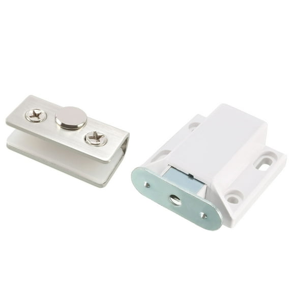 5-8mm Glass Door Magnetic Touch Catch Latch Closure Plastic White with Clamp Set