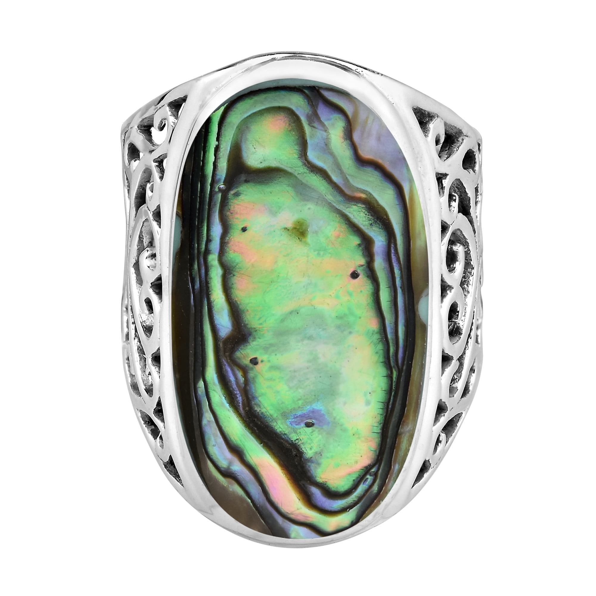 Details about   Bold Large Oval Green Turquoise .925 Silver Intricate Heart Filigree Ring-9 