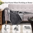 thumbnail image 6 of Homhougo Heated Electric Blanket Throw, Flannel Sherpa Heating Blankets, Soft Thicken Heated Throws for Couch with 5 Heat Settings and 4 Hours Auto Shut Off, Grey, 50"× 60", 6 of 7