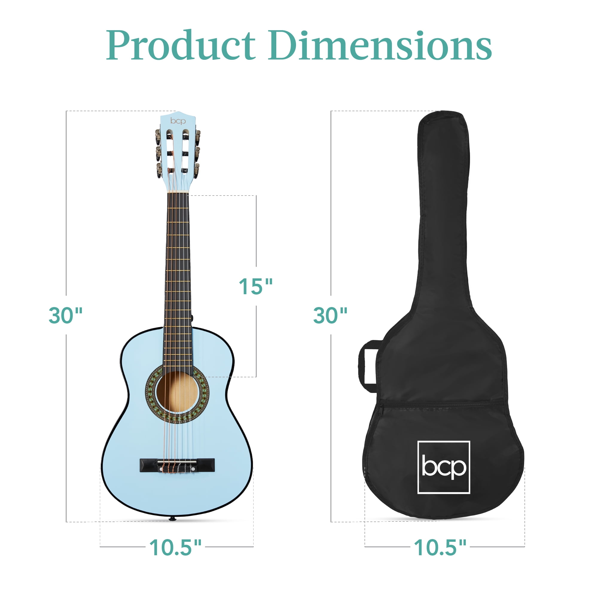 Best Choice Products 30in Kids Acoustic Guitar Beginner Starter Kit w/ Strap, Case, Strings - Light Blue