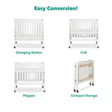 Dream On Me 3 in 1 Portable Folding Stationary Side Crib in White ...
