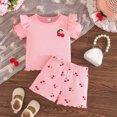 thumbnail image 2 of Toddler Girl Clothes Summer Outfit Set Ruffle Sleeve Top and Shorts Soft Stretchy 2 Piece 6 9 12 18 24 Months 2T 3T Kaprioy Toddler Girl Clothes, 2 of 6