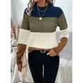 thumbnail image 3 of Women'S Color Block Sweaters Long Sleeve Mock Neck Tops Loose Knitted Pullover Sweater XL, 3 of 5