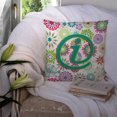 thumbnail image 3 of Oreiller décoratif en tissu avec initiales vert sarcelle et fleurs de la lettre I, 3 of 4