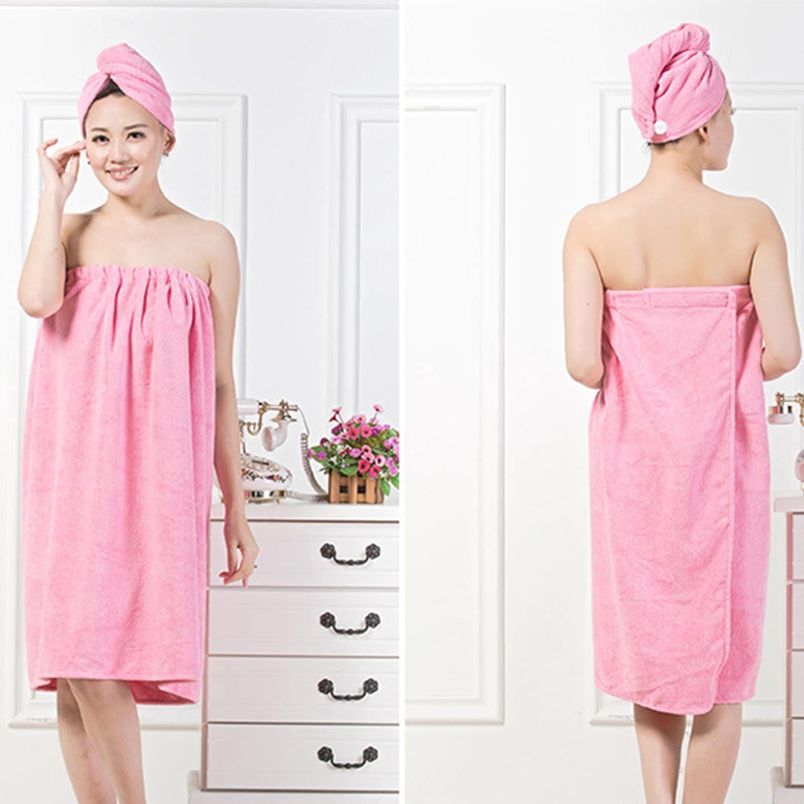 Microfiber Bath Towel Wrap for Women Adjustable Soft Shower Cover Up Quick Drying Hair Body Towel Robe Dress for Spa Hotel Beach Pool Travel 27.56 x 55.12 Inches