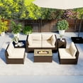 thumbnail image 1 of Costway 7 Pieces Outdoor Furniture Set with 32" Fire Pit Table and Propane Tank Cover White, 1 of 10