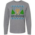thumbnail image 3 of Inktastic Happy Chrismukkah Sweater Style with Menorah and Trees Long Sleeve T-Shirt, 3 of 5