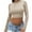 Beige, variant on Mlzmgr Crop Tops for Women Crew Neck Long Sleeve Slim Fitted Stretchy Casual Sports Yoga Shirts for Women Solid Color