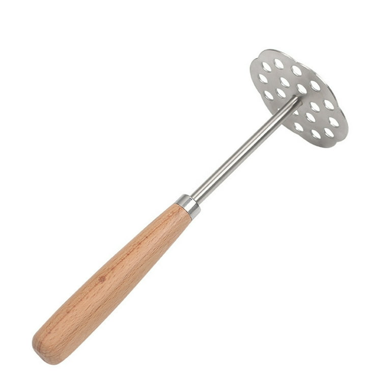 Stainless Steel Pav Bhaji Hand Masher With Wooden Handle For Kitchen