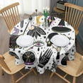 thumbnail image 3 of Black Halloween Witchcraft Elements Round Tablecloth 60"x60",Wrinkle Wipeable Table Cloth for Kitchen Dining Room Picnic Patio Party, 3 of 6