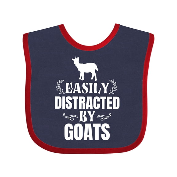 Inktastic Easily Distracted by Goats Boys or Girls Baby Bib
