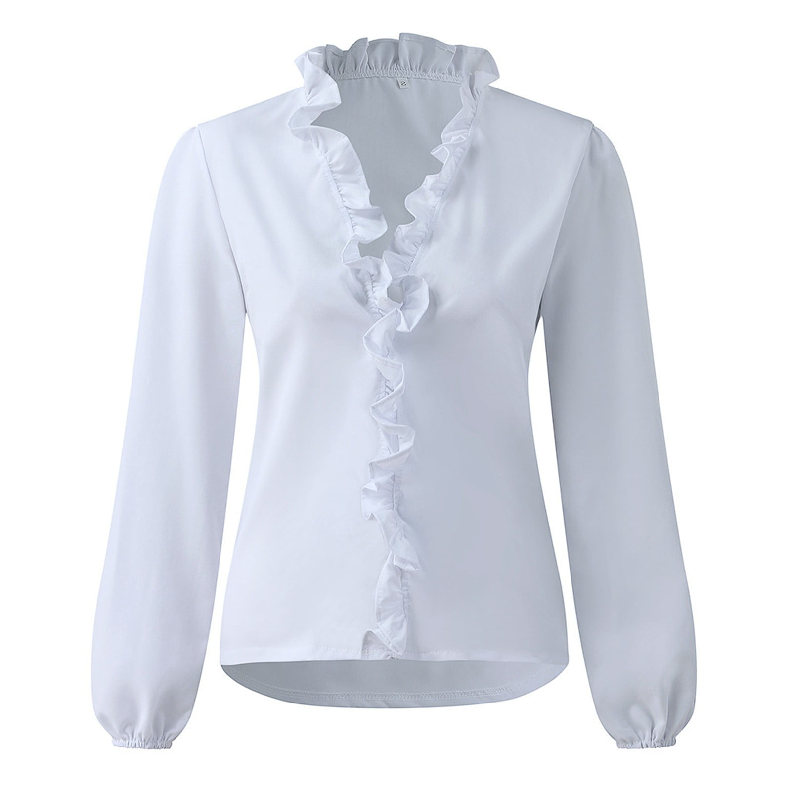 GXIPO Women's Ruffle Trim Pullover Long Sleeve Blouse Top