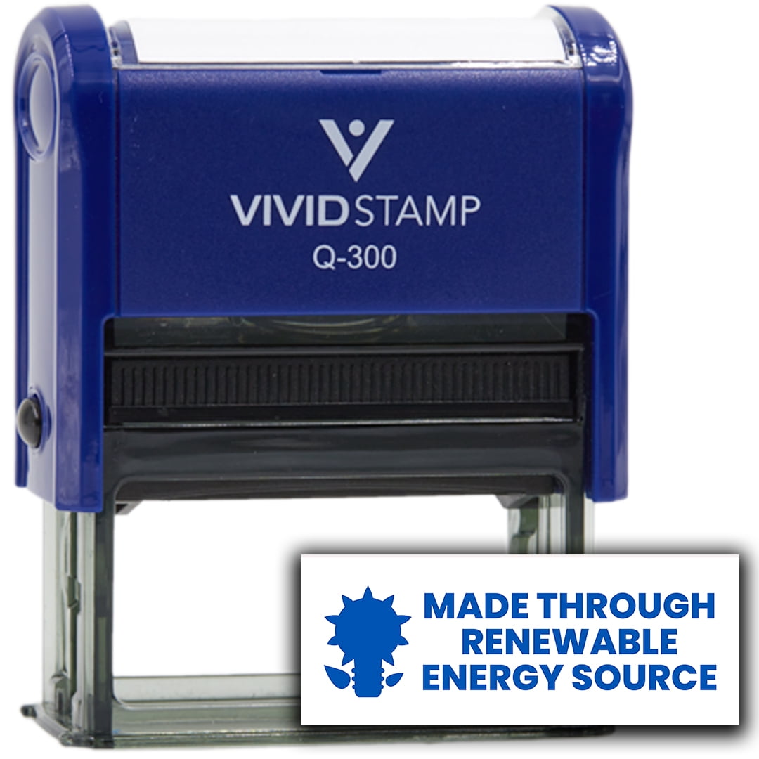 (3 pack) All Quality Made through Renewable Energy Source Self-Inking Rubber Stamp (Blue Ink) - Q-300