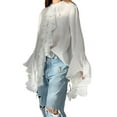 thumbnail image 2 of Blusas Casuales para Mujer, con Mangas Acampanadas, Cuello Alto y Volantes, Camisa de Verano A para Vacaciones. L, 2 of 10
