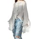 thumbnail image 2 of Blusas Casuales para Mujer, con Mangas Acampanadas, Cuello Alto y Volantes, Camisa de Verano A para Vacaciones. S, 2 of 10