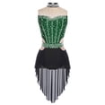 thumbnail image 3 of Haitryli Women Sparkly Sleeveless Lyrical Dance Dress High-Low Mesh Skirted Leotard Gymnastic Green M, 3 of 5
