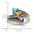 thumbnail image 4 of Finest GoldQMR12-3-10 Sterling Silver Two-Tone & 14K Three-Stone & Diamond Mothers Semi-Mount Ring - Size 10, 4 of 5