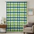 thumbnail image 2 of Farmhouse Checkered Semi Sheer Curtains Drapes for Living Room, Bedroom, French Doors Window 45 Inches Long, St.Patrick's Day Vintage Plaid Rod Pocket Chiffon Curtain Drapery Voile Draperies Panel, 2 of 8