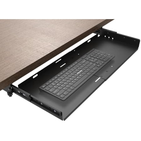 Sliding Keyboard Tray Under Desk Pull-Out Keyboard and Mouse Tray 27 x 9.8 inches Large Platform Slide-Out Computer Drawer for Typing Metal Black$$Office