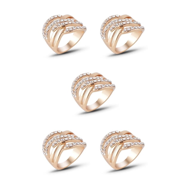 Minnieouse Anillo de cristal Retro para niñas, anillo estético para bodas, fiestas, hijas, arte, joyería para nudillos, regalo de aniversario de Tamaño 6 5piezas Minnieouse CBP224952